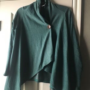 teal sweater with cute button detail